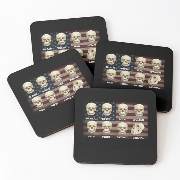 Item preview, Black White Patriot Liberal Skulls designed and sold by Baudendistel.