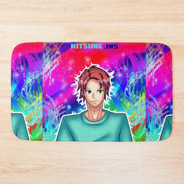 Item preview, illustration boy with red hair and light blue shirt on colorful backgrounds in anime style designed and sold by kitsuneins.