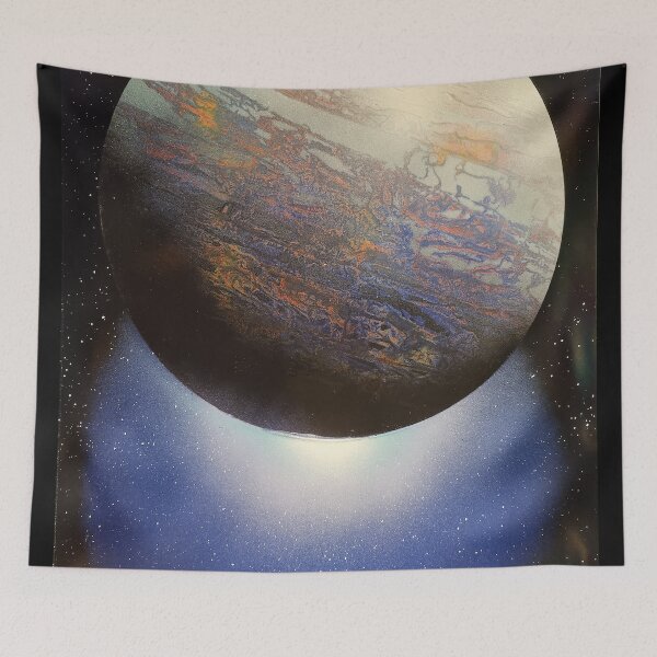 Item preview, Spray paint art, multicolor planet designed and sold by WoodRocksArt.