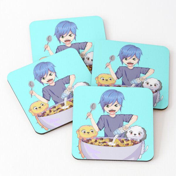 Item preview, boy eating breakfast cereal with his pets designed and sold by kitsuneins.