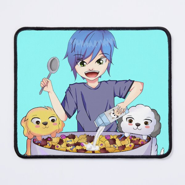 Item preview, boy eating breakfast cereal with his pets designed and sold by kitsuneins.