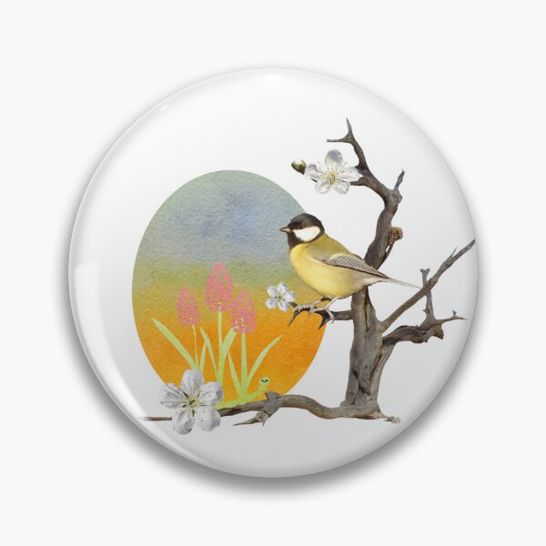 Item preview, Great tit (Parus major) on a tree - bird collage designed and sold by Sintija Valucka.