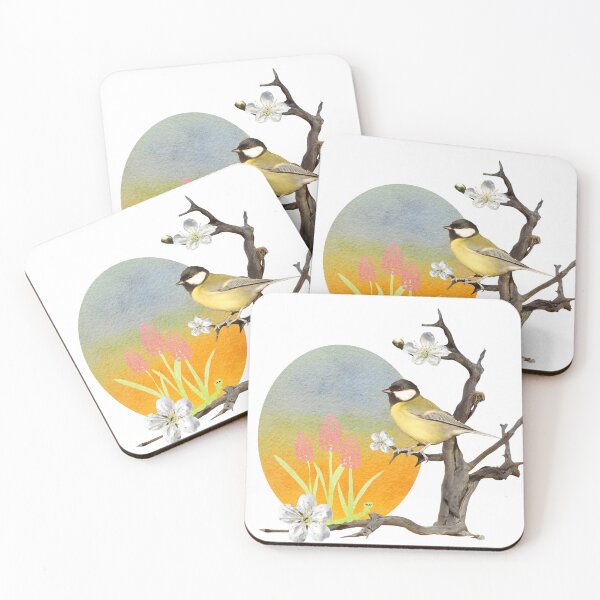 Item preview, Great tit (Parus major) on a tree - bird collage designed and sold by Sintija Valucka.