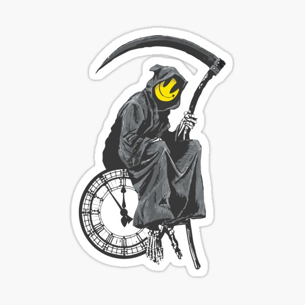 banksy grim reaper clock Sticker