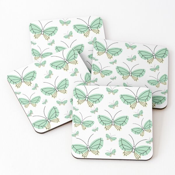 Item preview, Modern Aesthetic Colorful Butterfly Pattern Design In The Shades of Pastel Teal Green & Yellow On A White Background  designed and sold by Kodexstore.