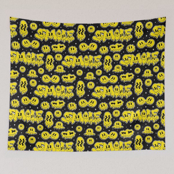 Item preview, Psychedelic smiley face yellow liquid emodji designed and sold by ReneMagritteArt.