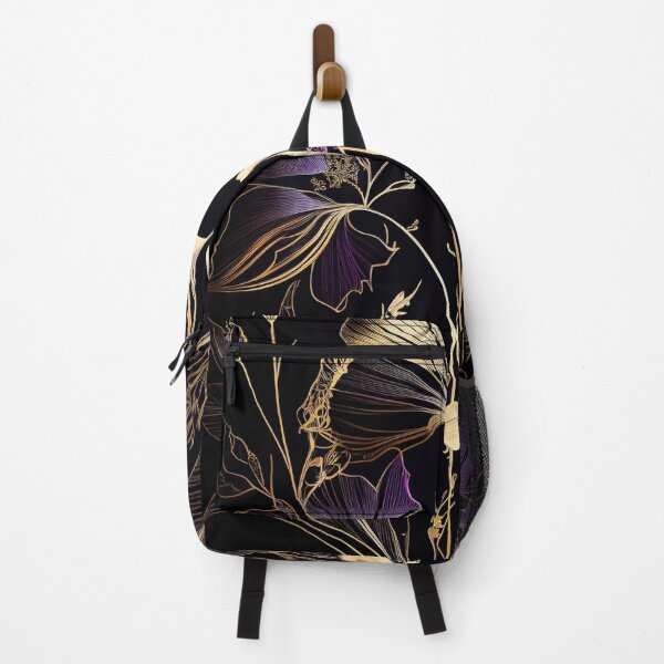 Item preview, "Phoebe" - Luxury Flowers Abstract Pattern in Gold, Silver, Purple, Black designed and sold by HiArtify ❤️.