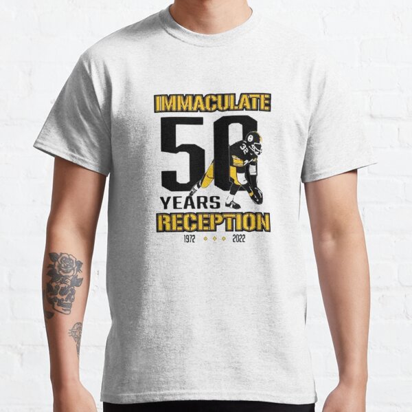 StolitronArtDesign Immaculate Reception 50 Franco Harris Tribute White Unisex Graphic T-Shirt Sizes S, M, L, XL, 2X, 3X Tee Pittsburgh, Pennsylvania