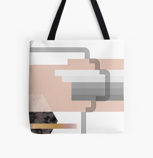 Geometric Deco Lines Peach Stripe Gradient Texture All Over Print Tote Bag