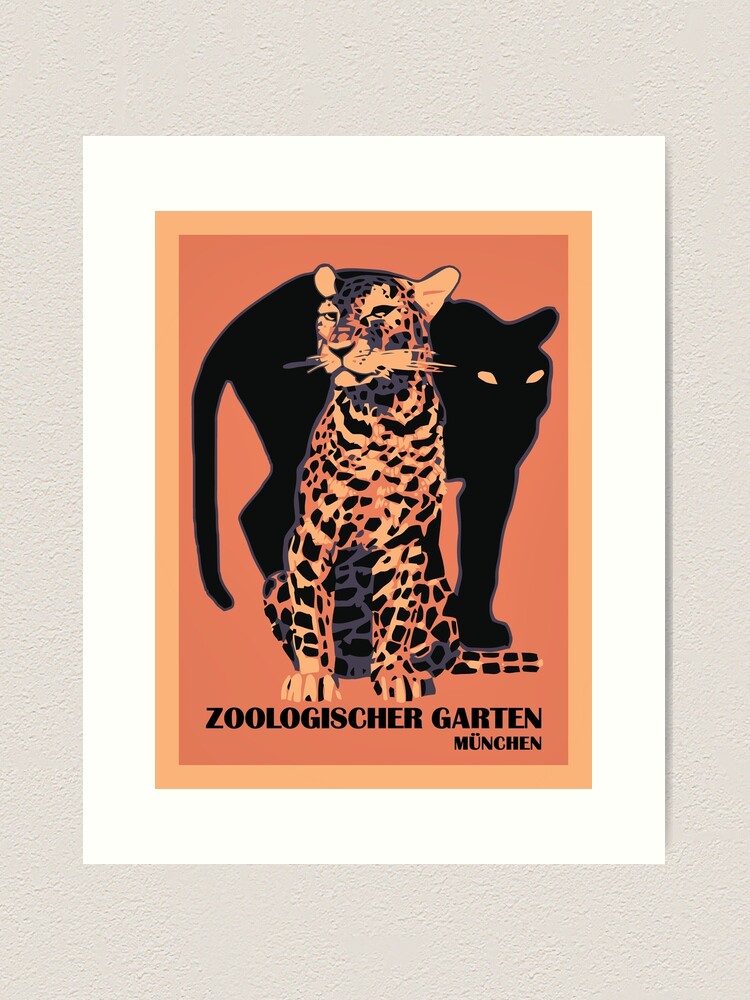 Alternate view of Retro vintage Munich Zoo big cats Art Print