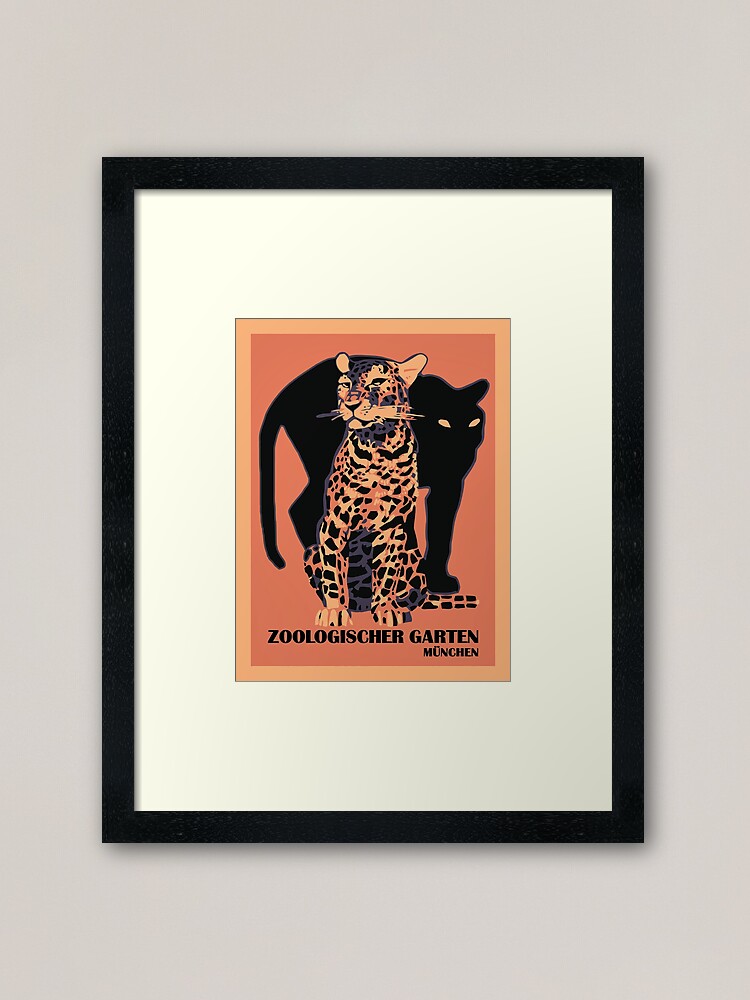 Thumbnail 2 of 7, Framed Art Print, Retro vintage Munich Zoo big cats designed and sold by aapshop.