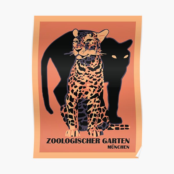 Retro vintage Munich Zoo big cats Poster