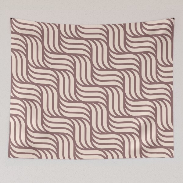 Item preview, Minimalistic Contemporary Brown & Peach Cream Basket Weave Pattern Design Metallic Print designed and sold by Kodexstore.
