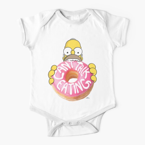 The Simpsons Homer Can't Talk Eating Donut Short Sleeve Baby One-Piece