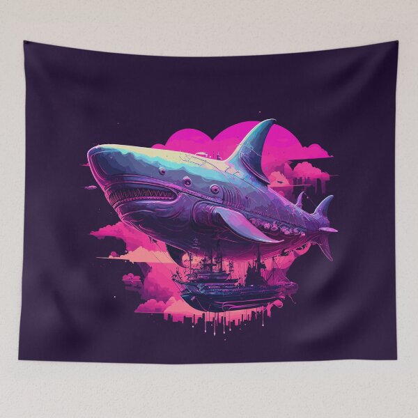 Item preview, Synthwave Shark Airship designed and sold by ChasmicArt.