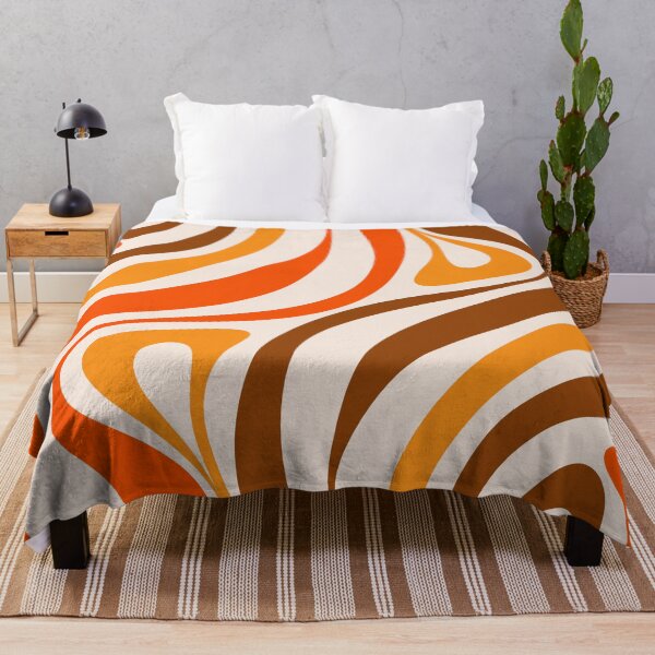 Item preview, New Groove Retro Abstract Pattern Vertical in 70s Brown and Orange on Beige designed and sold by kierkegaard.