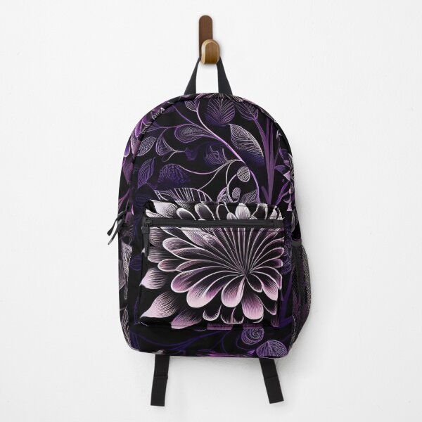 Item preview, "Saylor" - Luxury Flowers Abstract Pattern in Gold, Silver, Purple, Black designed and sold by HiArtify ❤️.