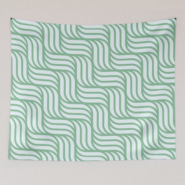 Item preview, Minimalistic Contemporary Pastel Green Basket Weave Pattern Design Metallic Print designed and sold by Kodexstore.