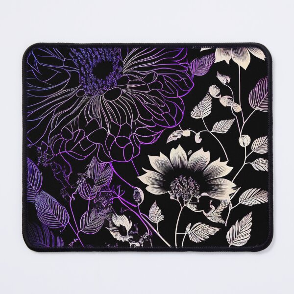 Item preview, "Alayna" - Luxury Flowers Abstract Pattern in Gold, Silver, Purple, Black designed and sold by HiArtify ❤️.
