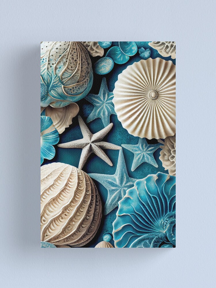 Seashells On Sand Waves Wall Art: Canvas Prints, Art Prints