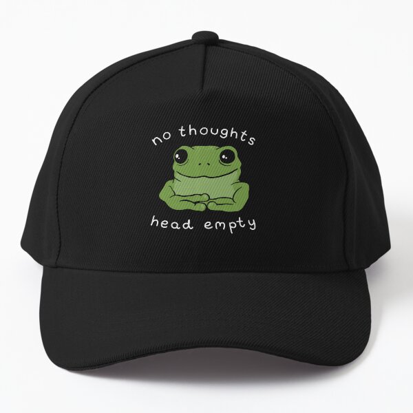 Aperçu de l'œuvre No Thoughts Head Empty Frog Meme: Une esthétique de santé mentale mignonne avec un crapaud kawaii triste aux grands yeux comme un visage de grenouille verte créée et vendue par MinistryOfFrogs.