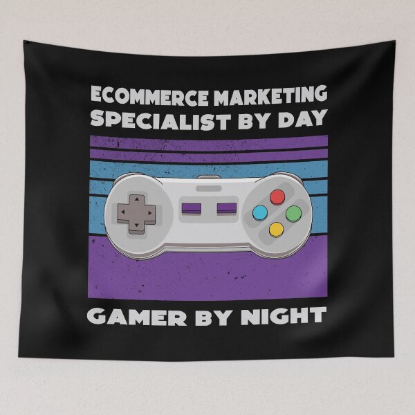 Item preview, Ecommerce marketing specialist by day gamer by night, funny games lovers, humor, joke, meme, gamer worker, ecommerce marketing specialist job, marketing department designed and sold by SGS-.