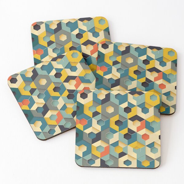 Item preview, Hexagonal Isometric in Primary Colours designed and sold by Patternifico.