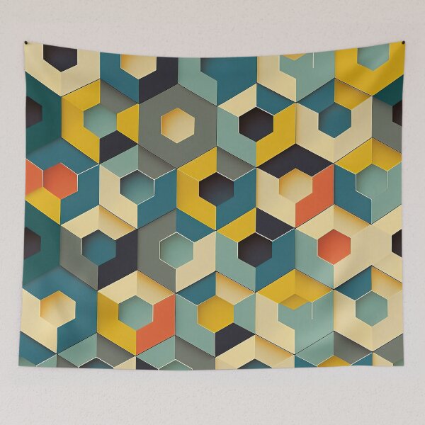 Item preview, Hexagonal Isometric in Primary Colours designed and sold by Patternifico.