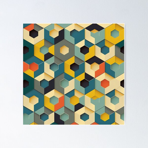 Item preview, Hexagonal Isometric in Primary Colours designed and sold by Patternifico.