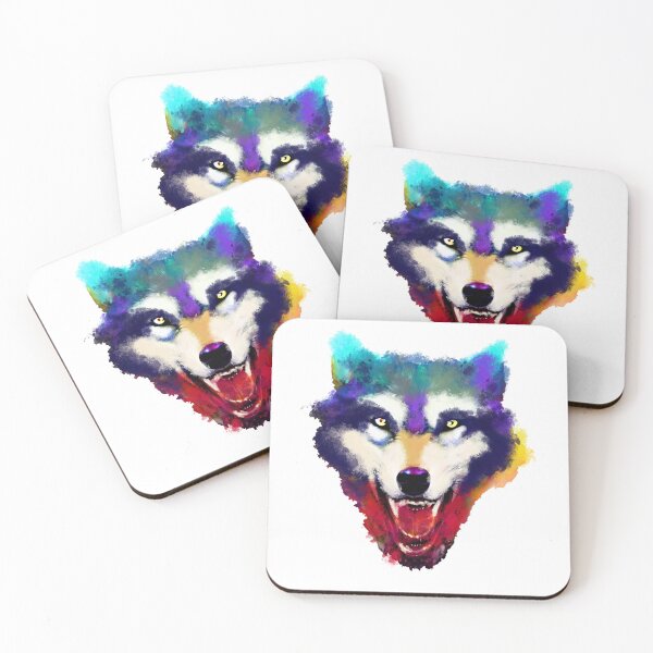 Item preview, Wolf's face colorful watercolor designed and sold by Ascooepics.