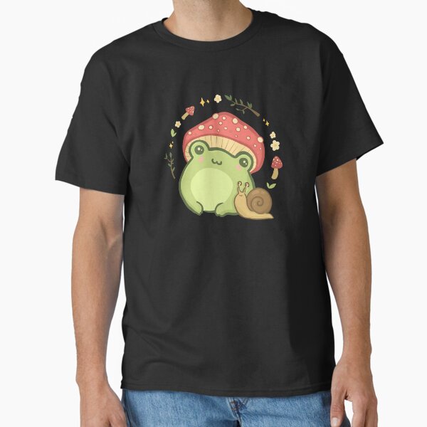 Artikel-Vorschau von Niedlicher Kawaii-Frosch mit Pilzhut und Schnecke: Cottagecore Aesthetic Love, designt und verkauft von MinistryOfFrogs.