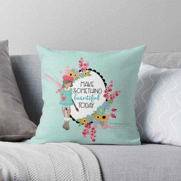 Make Something Beautiful, Dark skin Tone Throw Pillow