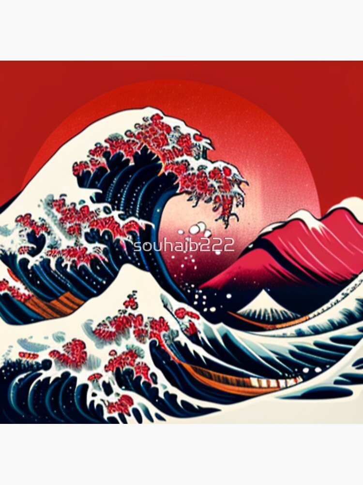 The Great Red Wave Off Kanagawa Sticker For Sale By Souhaib222