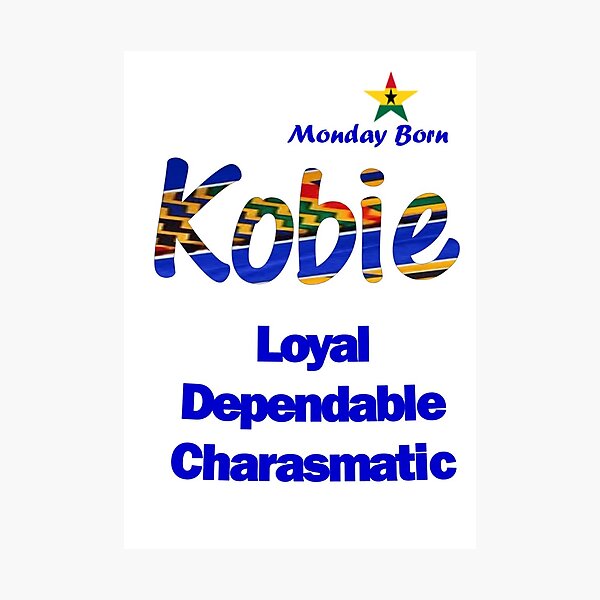 Item preview, Monday Born Ghanaian Male Name 'Kobie' in Blue designed and sold by WhoWeAre.