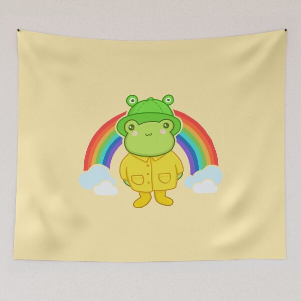 Item preview, Kawaii Frog with Rainbow Hat: Cottagecore Aesthetic, Pastel Hippy Theme, Perfect for Teens, Featuring Happy Anime Froggy designed and sold by MinistryOfFrogs.