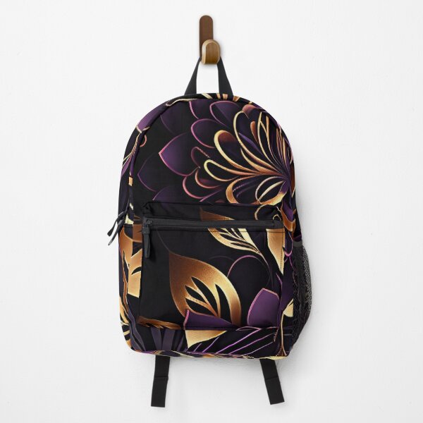 Item preview, "Raegan" - Luxury Flowers Abstract Pattern in Gold, Silver, Purple, Black designed and sold by HiArtify ❤️.
