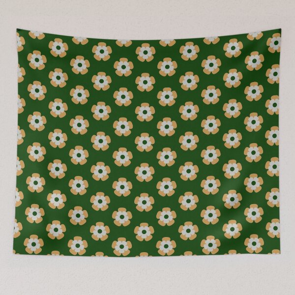 Item preview, Multicolor green orange grey flower pattern designed and sold by samshopindia.