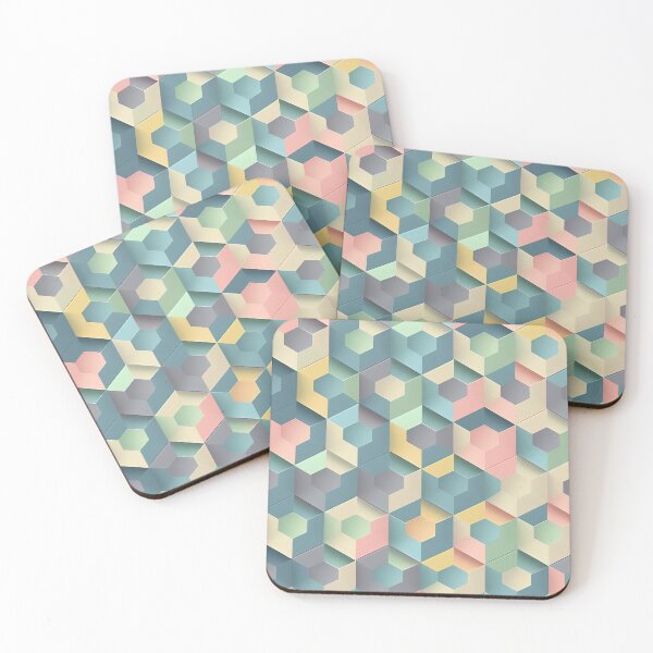 Item preview, Hexagonal Isometric in Pastel Colours designed and sold by Patternifico.