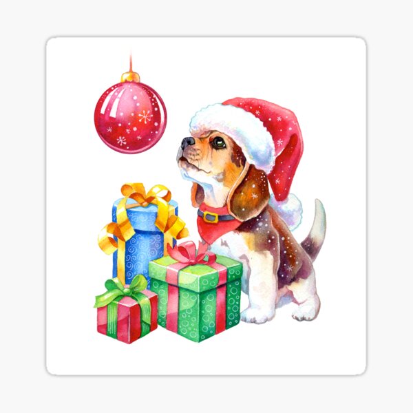 Christmas Beagle Puppy Sticker