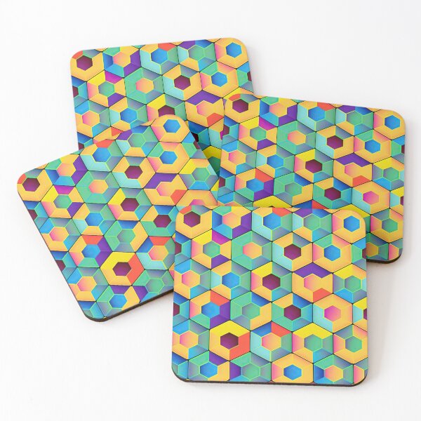 Item preview, Hexagonal Isometric in Neon Colours designed and sold by Patternifico.