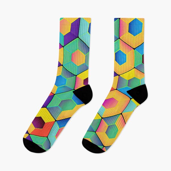 Item preview, Hexagonal Isometric in Neon Colours designed and sold by Patternifico.