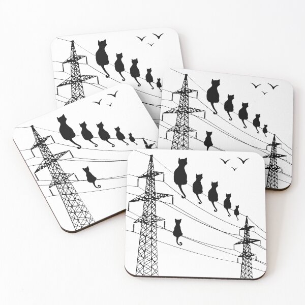 Item preview, A group of cats sits on electric wires designed and sold by GorinART.