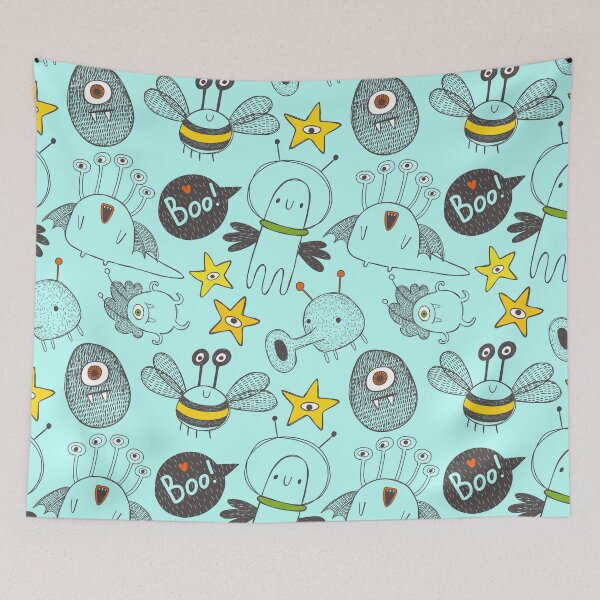 Item preview, Patrón de monstruos Duddle en blanco y negro designed and sold by KOTOdesign.