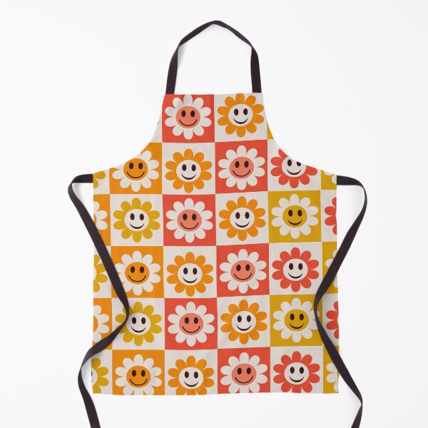 Item preview, checkered Smiling flowers pattern on red, orange and yellow squares designed and sold by Yasminepatterns .