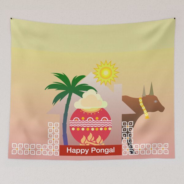 Item preview, Happy Pongal 2023 modern design red designed and sold by Bakkia.