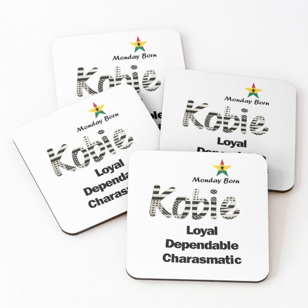 Item preview, Monday Born Ghanaian Male Name 'Kobie' in black and white designed and sold by WhoWeAre.