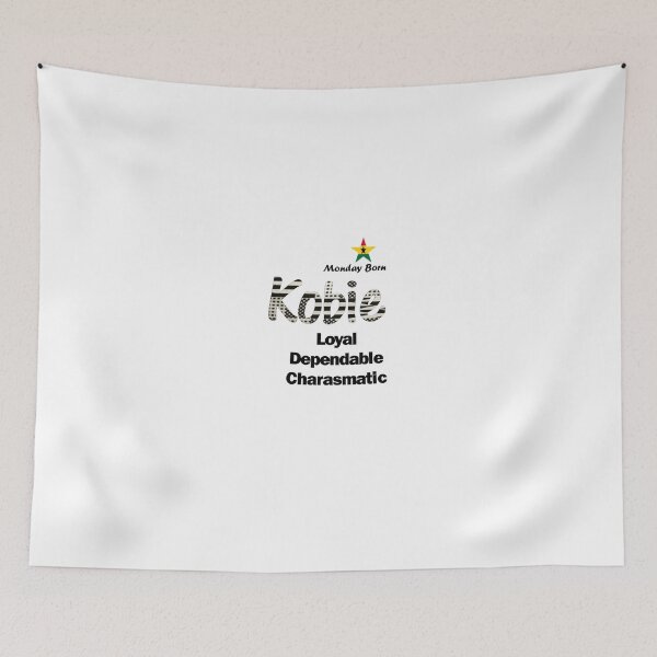 Item preview, Monday Born Ghanaian Male Name 'Kobie' in black and white designed and sold by WhoWeAre.