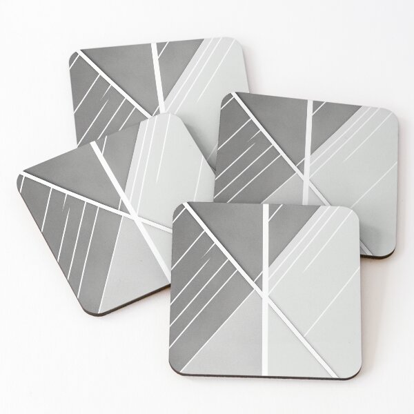 Item preview, "Jocelyn" - Modern Geometric Abstract Pattern in Grey Silver Black White designed and sold by HiArtify ❤️.
