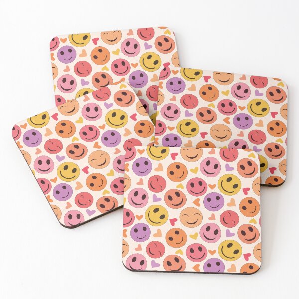 Item preview, Colorful Happy smiling faces with hearts pattern  designed and sold by Yasminepatterns .