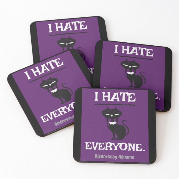 Item preview, Wednesday Addams, I Hate Everyone, black cat designed and sold by InsultTees.